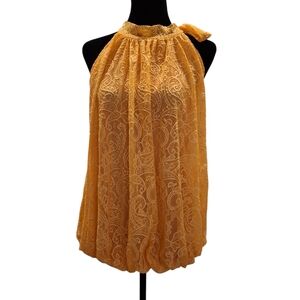"ASHLEY STEWART, SZ. 12-14 SZ. LARGE Elegant Lace Halter Top in Orange